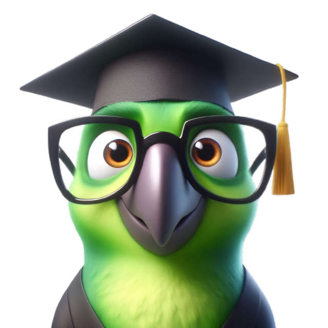 Parrot with graduation cap